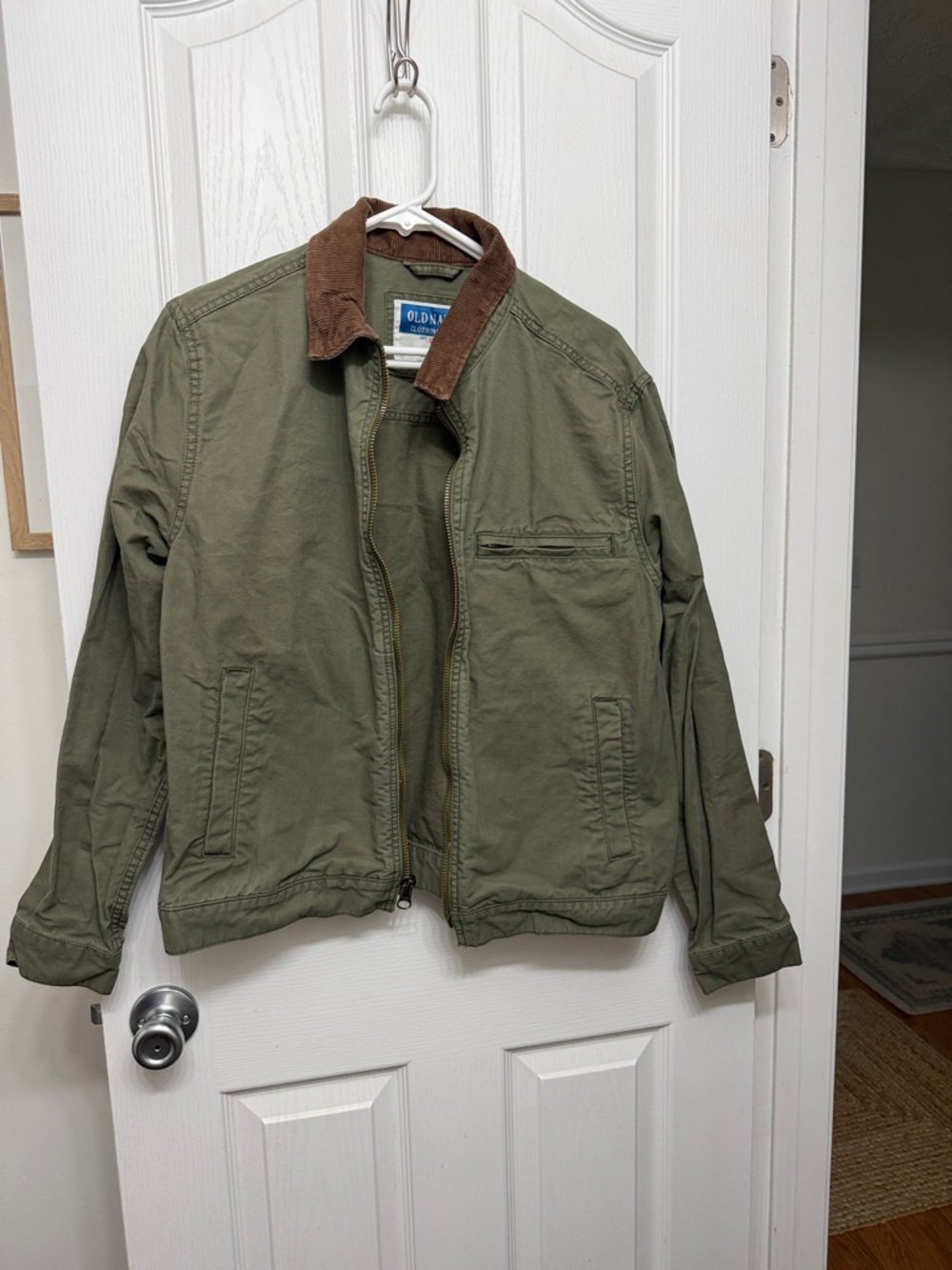 Old Navy Olive Green Field Jacket with Brown Collar